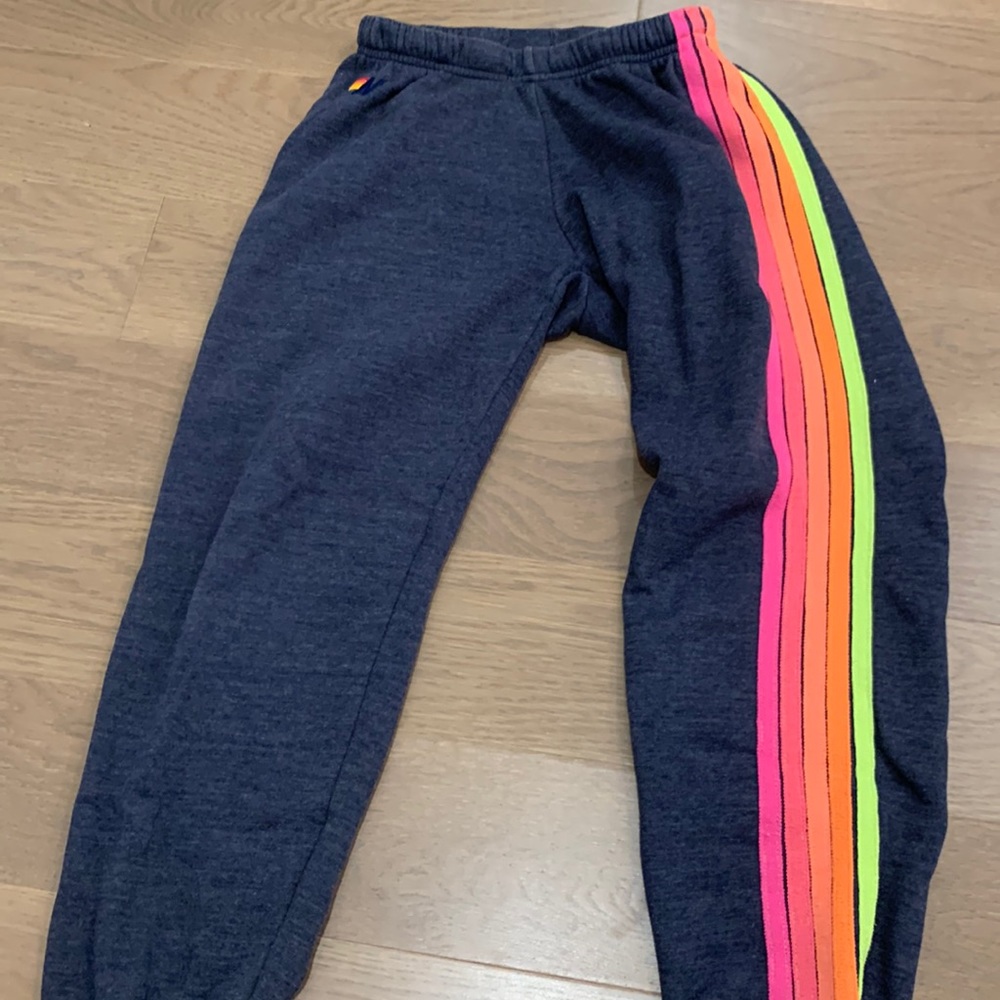 Neon aviator sweatpants, lightly worn, good condition, no stains